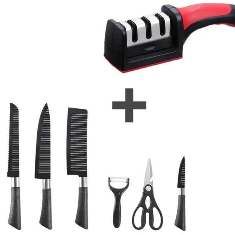 Kit de Facas Premium Chef Churrasco/Cozinha + Afiador de Facas Brinde Exclusivo