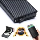 Carteira Slim Unissex com Botão de Cartões e Proteção RFID Contra Aproximação